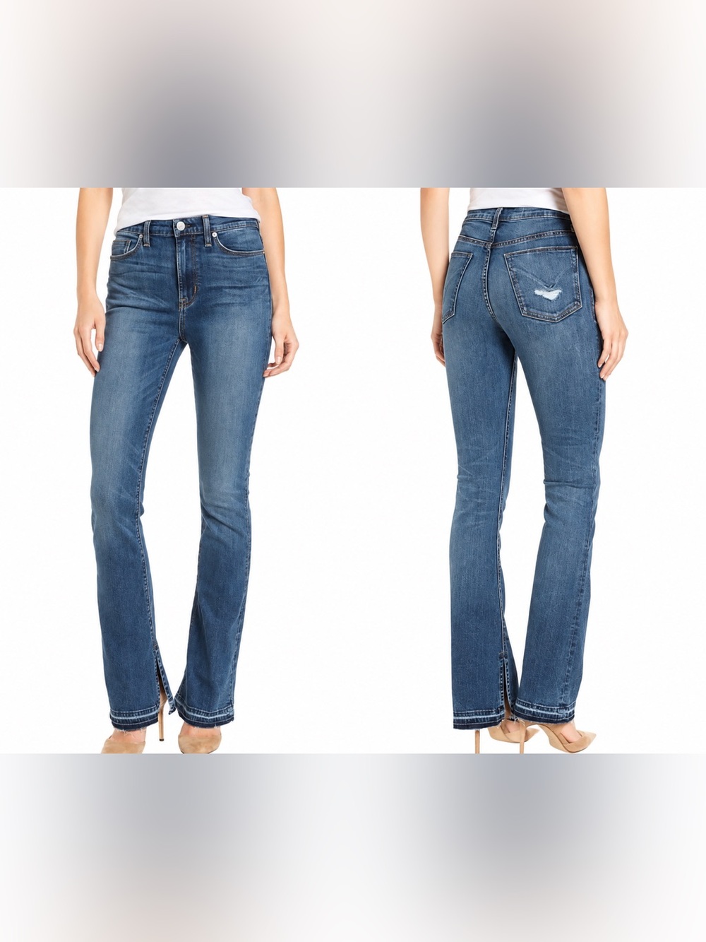 Hudson Heartbreaker High Rise Bootcut Jeans Size 28 Blue Slit Hem Stretch Denim - Picture 2 of 9